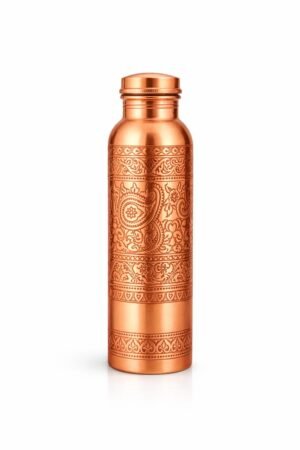Pure copper water bottle with elegant engraved design