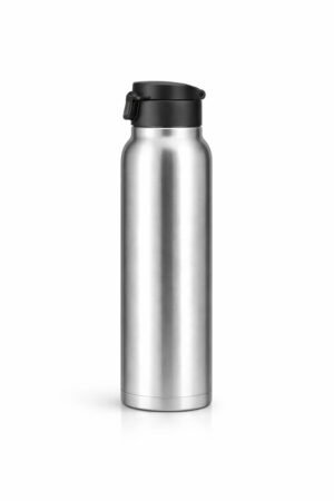 Vacuum insulated stainless steel water bottle with durable flip cap