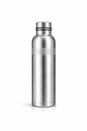 Durable stainless steel water bottle with textured grip
